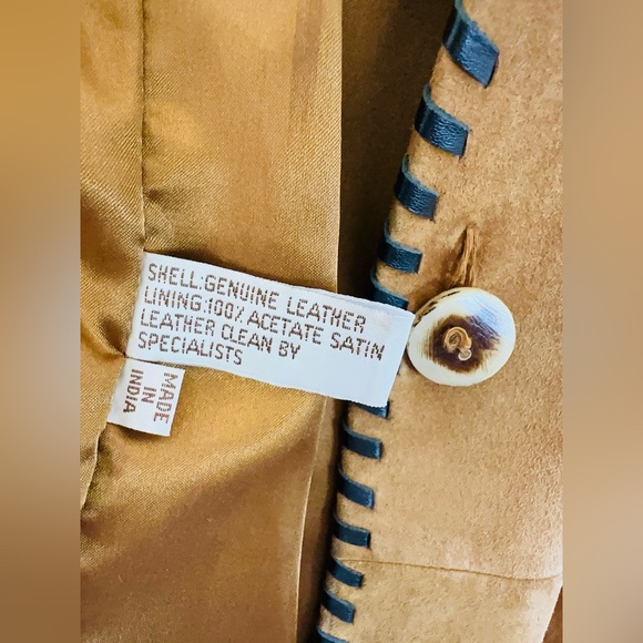 Boutique 60s Suede Rockstar Coat w/belt Handmade Leather Stitching - Picture 7 of 9